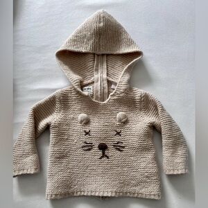 Zara Tan Knit Hoodie with Animal Face